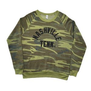 Project 615 Sweater Women's Size Medium Nashville Tennessee‎ Camo Sweatshirt